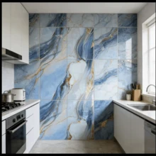 1 Roll Blue Marble Pattern Waterproof Oil-Proof Contact Paper, Heat Resistant Self-Adhesive Wallpaper, Suitable For Cabinets, Countertops, Tabletops - Easy Installation, Removable, Applicable For Kitchen, Bedroom, Living Room Home Decor, Marble Style, Wall Covering, Renovation - Blue-a - View 7