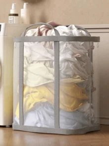 1pc Large-Capacity Foldable Laundry Basket With Handles – Portable, Space-Saving Storage Bag; Suitable For Home, Laundry Room, Dorm, And Travel Use; Pop-Up Hamper | Durable Rectangular Laundry Basket | Large-Capacity Storage Bag - Multicolor - View 9