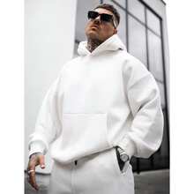 Plain Sweatshirt Blouse Without Kangaroo Print With Hood Cold Weather Coat - trắng - Xem 1