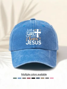 Mũ lưỡi trai đã qua sử dụng, in chữ "Just A Girl Who Loves Jesus", phong cách cổ điển Mỹ tối giản, thời trang thường ngày đa năng, phụ kiện chất lượng cao cho mọi mùa, món đồ thời trang thiết yếu unisex phù hợp cho các hoạt động ngoài trời, mùa hè, bãi biển, kỳ nghỉ. - Mũ đã rửa - Xem 18