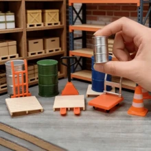 12pcs 1:24 Scale Miniature Forklift Truck Set, Suitable For Decorating Dollhouse Warehouse, Construction, Farm Scenes, Collectible For Miniature Enthusiasts, DIY Prop For Photography, Creative Easter Gift For Friends - Multicolor - View 2