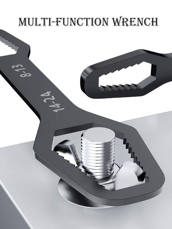 1pc ProMaster Multi-Function Double-Ended Wrench - Adjustable, Self-Tightening Portable Torx Wrench For Home And Automotive Repair - Fits Screws From 3-17mm, 5mm Thick, Ideal For DIY Enthusiasts And Professionals.