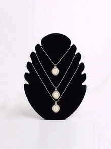 1pc Jewelry Display Stand With Bust, Necklace, Pendant & Earring Holder, Tower Shaped Display Rack Valentine Day Back To School - Black - View 2