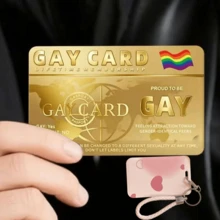 1 张 LGBTQ+ 骄傲终身会员卡 + 1 个心形卡套，装饰性 PVC 卡片，非贴纸，双面彩虹条纹梦幻图案，光滑表面，长方形 - 彩色 - 查看 14