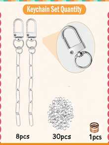 252pcs DIY Keychain Accessories Set, Including Keychain Rings, Extension Chains, Jump Rings And Jewelry Pliers, Suitable For Jewelry, Bag Accessories DIY Crafts, Women Keychain, Bag Charms, Car Pendant, Party Favors - Keychain Accessory Set - View 14