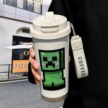 Minecraft 1个像素游戏主题保温不锈钢吸管杯，大容量咖啡/水杯，时尚学生款 - 彩色 - 查看 7