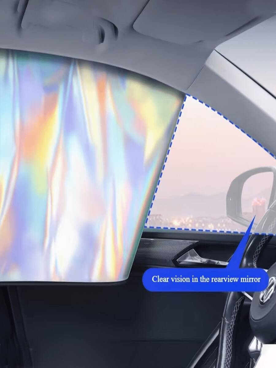 Universal Magnetic Car Sun Shade, Laser Holographic Car Window Curtain, Quick Install UV Protection Sunshade For Most Vehicles - A - View 1