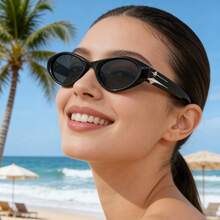 一副猫眼时尚眼镜，时尚小框高端复古风男女通用 - 黑色 - 查看 7