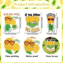 3pcs Outdoor Pineapple Courtyard Sign With Tropical Pineapple Decorations; Outdoor Summer Party Courtyard Sign With Base - Pineapple - View 2