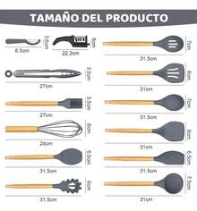 Silicone Kitchen Utensil Set, 31-Piece Knife Set - 灰色 - 查看 3