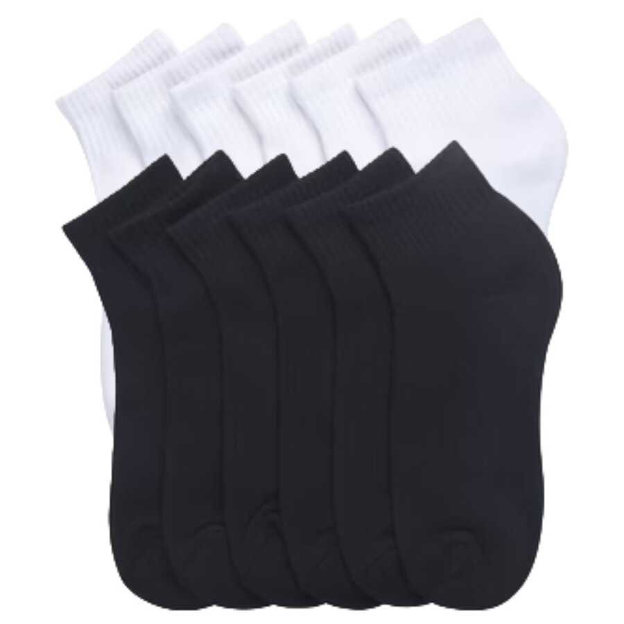 12 Pairs Cotton Cushion Ankle Socks Cotton Blend Athletic Sports Workout Running Socks Comfort Cozy Sweat-Absorbing Anti-Slip Comfy Value Pack - 踝關節混合 - 查看 1