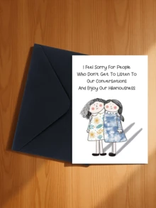 1pc Funny Friendship Birthday Greeting Card, Suitable For Best Friends, Customizable Cartoon Design, With Envelope - Sets - View 17