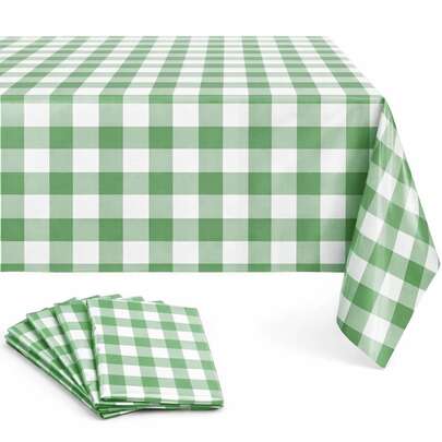 1pc Disposable Plastic Tablecloth, WaterproofPlaid Tablecloth, Suitable For Outdoor Picnics, Kitchen And Holiday Parties. Disposable Plastic Tablecloth, Picnic Or Holiday Party Home Decor, Red Black White Checkered Tablecloth, Waterproof And Oil-Proof Tablecloth For Thanksgiving, Suitable For Picnics Or Holiday Parties, Home Decor.