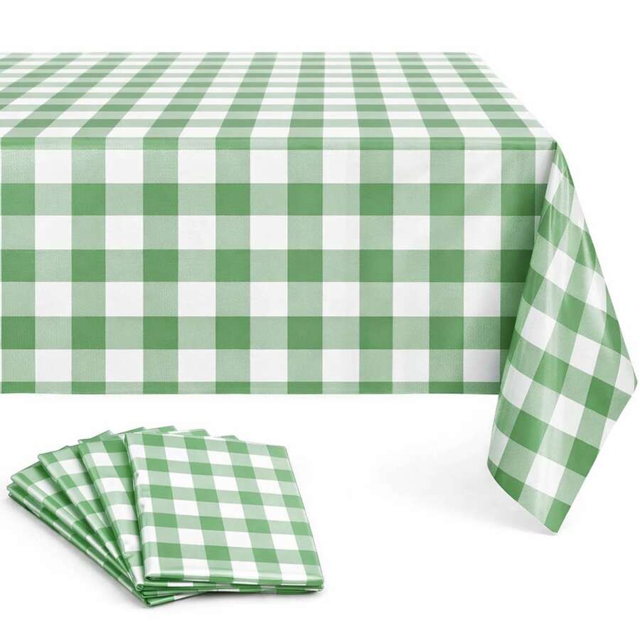 1 pieza Mantel de plástico desechable, mantel a cuadros impermeable, adecuado para picnics al aire libre, cocina y fiestas festivas. Mantel de plástico desechable, decoración del hogar para picnic o fiesta festiva, mantel a cuadros rojo, negro y blanco, impermeable y resistente al aceite, adecuado para Acción de Gracias, adecuado para picnics o fiestas festivas, decoración del hogar. - Multicolor - Ver 1