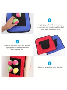 1 Set Family Fun Sticky Ball Game Set, 2 Vests + 10 Balls, Throwing Sticky Ball Chase Bean Bag Toss Game, Suitable For Family, Friends, Outdoor Group Activities [Random Color] - Multicolor - View 2