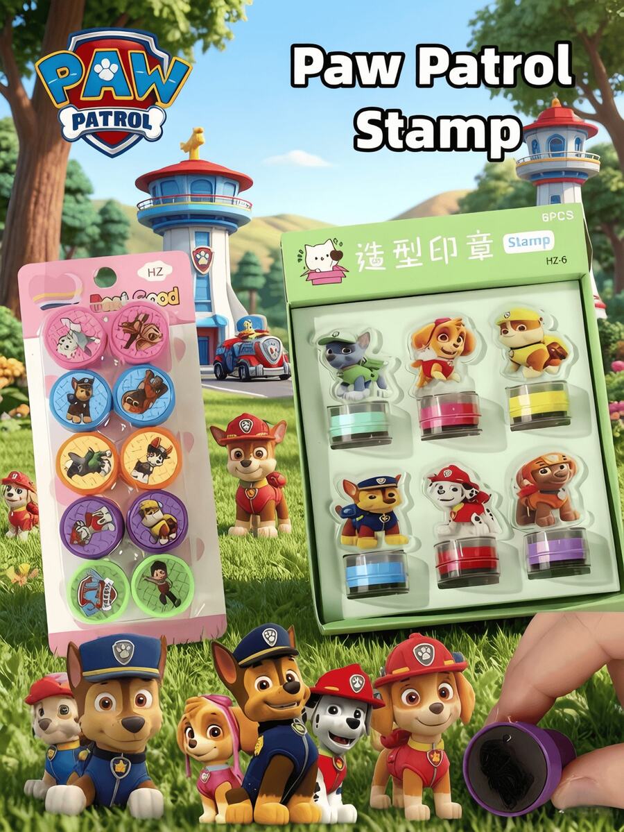 Paw Patrol 儿童成就印章套装。课堂奖励印章，适合教师使用 - 生日派对礼物的完美之选。非常适合课堂使用，包含随机个性化趣味教师印章及印泥，评分办公用品，小学作业奖励。教师评估奖励激励印章。 - 彩色 - 查看 1