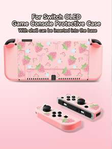 Cute Pink Floral Strawberry Bow Design Switch2 (2025)/Switch NS/Switch OLED Compatible Game Console Accessories Set, Game Console Protective Case/Storage Bag, TPU Soft Shell, Pink/White, Stylish And Practical, Portable Stand, Portable Travel, Anti-Fall Anti-Scratch, Anti-Fouling, Fashionable Romantic Gift - Multicolor - View 6