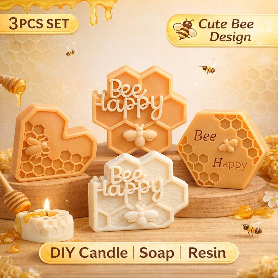 Zhonghui Mold Bộ khuôn silicon hình tổ ong, khuôn DIY hình tổ ong dễ thương để làm xà phòng, nến, nhựa, thạch cao, đồ thủ công mỹ nghệ, khuôn làm thủ công thiết kế hình ong dễ thương.