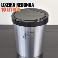 10 Liter Trash Can With Click Lid For Bathroom, Kitchen, Office, Bedroom - 圓形不鏽鋼垃圾桶 10 公升 REF:25670 - 查看 8