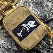 3pcs Fish Bone & Skull Morale Patches Suitable For Clothing, Hats, Backpacks - Iron-On/Sew-On Fabric Appliques With Fishbone & Skull Embroidery Design, For DIY Costumes, Jackets, Dresses - Streetwear - A - 查看 4