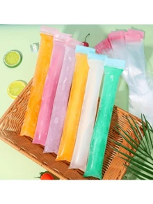 50/100个装密封冰棒袋 - 230毫升酸奶冰棒模具袋，一次性塑料冰棒模具袋，适用于自制冰棒、饮料、鸡尾酒、派对用品 - 彩色 - 查看 3