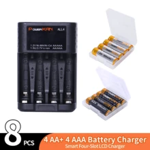 Kit completo de cargador de baterías AA AAA PowerKAN: Paquete de 8 celdas recargables de 1.2V Ni-MH (4x AA + 4x AAA) + Cargador USB rápido de 5V 2A ALL4, solución de energía esencial para electrónica del hogar - Sí - Ver 10