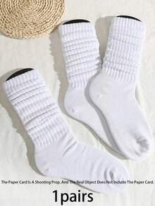 6/3/1 Pair Of Women'S White Casual Socks, Long Socks, Pile Socks, Mid Socks, Tight Socks, Seasonal Styles, Boot Shaped, Knitted Socks, Used As Gifts For Friends And Family - White - View 9