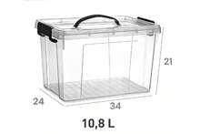 HOMYGO-Transparent Plastic Storage Container With Portable Handle | Stackable Organizer Box | 5 Capacity Options (5.7L/8.5L/10.8L/12.6L/18.6L) | Closet And Desk Organizer - 10.8升 - 查看 3