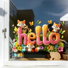 1/3 miếng phim dán cửa sổ tĩnh điện 3D hình hoa mùa xuân hè và cáo, gấu trúc, có thể tháo rời, dùng trang trí cửa kính trượt, phòng khách, hiên nhà, không cần keo dán. - Hình dán cửa sổ hình động vật và hoa - Xem 8