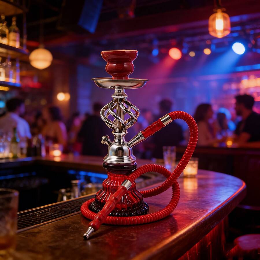 New Portable Hookah Set (Includes Hookah Bowl, Hose, Charcoal Tray, Tongs), Narguile Shisha Brand-New High-End 1-Tube, 2-Tube, And 4-Tube High-Capacity Hookahs, Premium Complete Glass Hookah With Acrylic Stem, Metal Hose And Accessories, No Electricity Required, Back To School Supplies, Gifts For Valentine's Day, Father's Day, Friends, Suitable For Bars, Nightclubs, KTV, Home And Restaurants - 1管紅色 - 查看 1