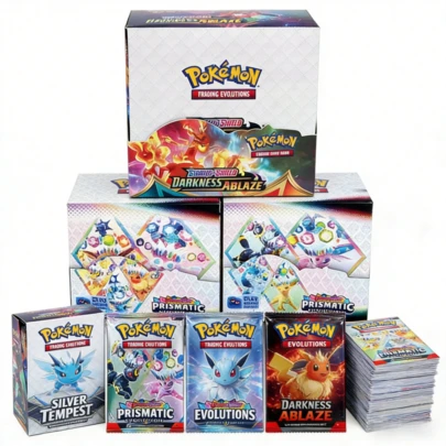 36 paquetes de refuerzo en inglés, juego de cartas de intercambio de batalla, evolución, cartas coleccionables, estilos aleatorios, cartas coleccionables, cartas coleccionables de préstamo de monstruos raros, cartas coleccionables