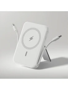 10000mAh Mini Magnetic Fast Charging Power Bank With Digital Screen LED Power Display, 2 Built-In Charging Cables, Built-In Stand Magnetic Power Bank, USB-C Portable Charger, Can Charge 5 Devices Simultaneously, Suitable For IPhone 16/15/14/13/Pro/Mini/Pro Max, Suitable For Android, Comes With Stand, Built-In Stand Magnetic Power Bank, Travel Essentials, Perfect Gift - 白色 - 查看 11