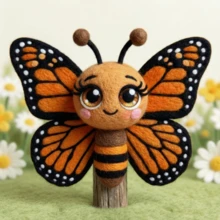 1Set Animal Needle Felting Kit, Felting Kits For Beginners Adult With Step-By-Step Tutorials, Butterfly DIY Felting Kit, Cute Funny Home Decorative Ornaments, Birthday Valentine's Day And Easter Novelty Gifts - Butterfly - View 6