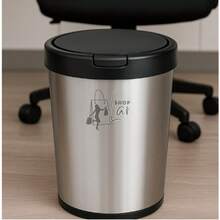 Wastebasket/Trash Can, 10 Or 9 Liters, Click Lid, For Bathroom, Kitchen, Office, Bedroom - 圓形不鏽鋼垃圾桶 10 公升 REF:25670 - 查看 6