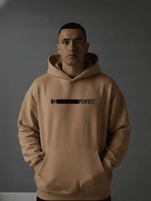 Moletom Masculino com Capuz Blusa de Frio Is Perfect Estilo Streetwear para Inverno - Bege - Visão 1