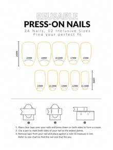 24 piezas de uñas postizas de estilo Y2K, ultra ligeras, en forma de ataúd, con patrones de rayas geométricas, flores y estampados chinos en degradado negro, de estilo sencillo y elegante, adecuadas para vacaciones, fiestas, salidas con amigos, citas y uso diario - Multicolor - Ver 6