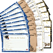 Bộ 8/16 thiệp chúc mừng tốt nghiệp, thiệp góp ý, trang trí tốt nghiệp năm 2026, phù hợp cho học sinh trung học/đại học - Hai mặt, xanh dương và trắng, trắng vàng, nâu, đen và vàng, kèm hình mũ tốt nghiệp, hoàn hảo cho tiệc tốt nghiệp, trang trí tốt nghiệp, quà tặng tốt nghiệp. - Thiệp chúc mừng tốt nghiệp - Xem 2