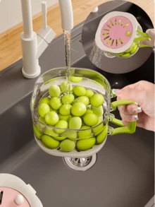 Máy sấy trái cây, rổ rửa rau củ, rổ thoát nước có tay cầm gập lại kèm nắp đậy, hộp bảo quản rau củ quả có thể mở được, bát thoát nước. - Nhiều màu - Xem 4