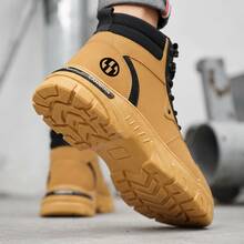 Tenis de hombre y zapatos para hombre estilo botas casuales de piel sintética PU con cordones suela gruesa diseño moderno antideslizante y transpirable calzado cómodo para caballero botines deportivos de moda urbana tenis de hombre en oferta resistentes al desgaste estilo juvenil y versátil - Amarillo - Ver 8