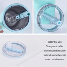 1 pieza Tapa con pajita de repuesto para vaso de 40 onzas, nueva tapa de repuesto transparente a prueba de fugas 2024, accesorio antiderrame para vaso - Multicolor - Ver 5
