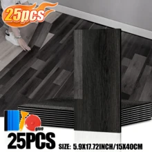25 Packs/50 Packs Of 3D Wood Grain Vinyl Floor Tiles, Measuring 15.75 Inches X 5.91 Inches, Can Be Torn And Pasted PVC Floor Stickers, Removable And Reusable, Suitable For Home Decoration, Living Room, Bedroom, Dining Room, Dormitory, Etc. - 黑色 - 查看 10