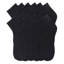 12 Pairs Cotton Cushion Quarter Socks With Arch Support Cotton Blend Athletic Sports Workout Running Socks Comfort Cozy Sweat-Absorbing Anti-Slip Comfy Value Pack - 四分之一黑 - 查看 4