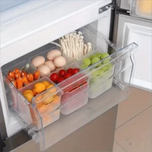 5个可堆叠透明塑料冰箱储物盒，多用途，可用于存放水果、蔬菜、零食，节省厨房空间，可重复使用食品储物盒 - 白色 - 查看 5