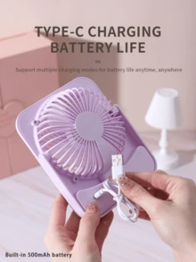 AOYI 可折疊桌上扇 199 段可調速，便攜式桌扇，附牆掛鉤，500mAh 電池可調，夏季必備，適用於化妝、工作、學習、烹飪、睫毛護理，家用、辦公室、學校、公寓、大學宿舍、陽台個人 USB 風扇 - 檯面風扇 - 查看 6