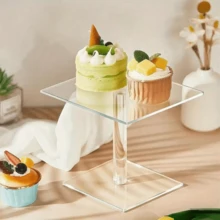 Acrylic Cake Stand, Multi-Tier Dessert Display Tower, Round/Square Detachable Transparent Cup Cake Display Rack, Acrylic Transparent Dessert, Small Cake, Cookie, Pastry Display Stand For Wedding - Clear - View 4
