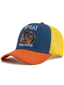 JZML 1pc Unisex Flame Motorcycle & Letter Embroidered Truck Driver Cap - A - View 14