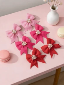 6pcs/Set Cute Bow Hair Clips Set, Plaid Hair Clips, Girly Holiday Hair Accessories - Multicolor - View 2