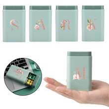 1pc Letter Mini Portable Pill Box, Travel 6 Compartment Pill Organiser, Unisex Pill Box, Initial Letter Printing Pill Container Moisture Resistant Medicine And Vitamin Container Dispenser Organiser, Letters A-Z, 26 Letters To Choose From, Pill Container First Aid Kit Medical Kit Outdoor Travel Accessories Dormitory Essentials - Mint Green - View 11