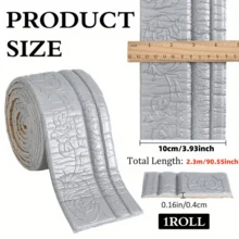 1 Roll 3.93 Inch X 90.55 Inch Self-Adhesive Waistline, Solid 3D Frame Wall Sticker For Decorating Wall Corners, Door Frame Edges, Wall Sticker Background Trim, For Wall Protection And Home Decor - A - View 4