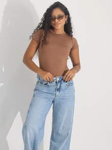 Kit 2 Women's Bodysuits, Short Sleeve | Comfortable Suplex | Casual Summer Fashion - 棕色/黑色 - 查看 2